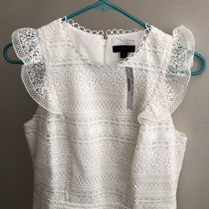 J Crew Cap Sleeve Ruffle Dress in White